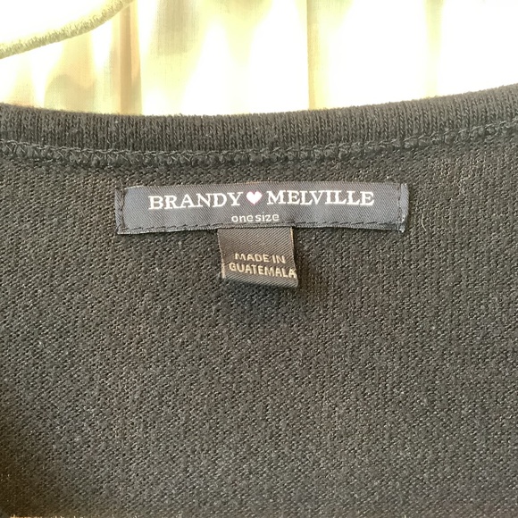 Brandy Melville Black Long Sleeve Crop Top One Size - Picture 5 of 6